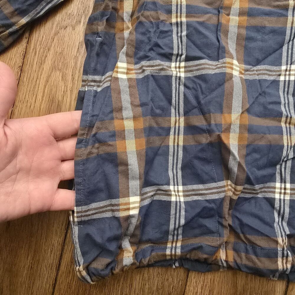 L.L. Bean Signature Women's L Grayish Blue Plaid 1/4 Button Pullover Drawstring - Picture 13 of 14
